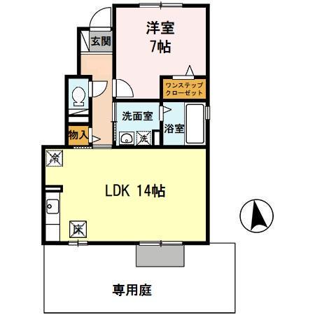 エクセル正門通(1LDK/1階)の間取り写真