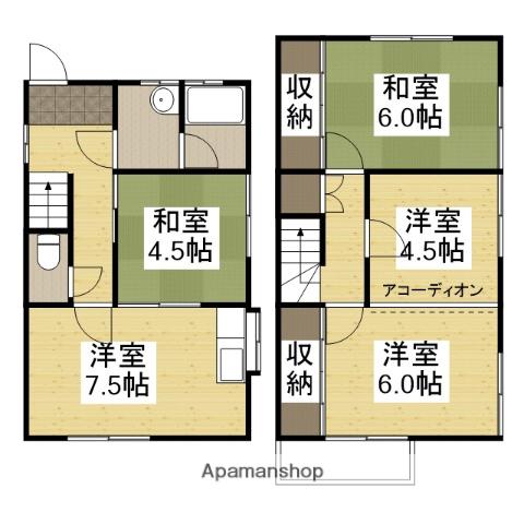 山陽本線 姫路駅 バス乗車時間：23分 山冨団地口バス停で下車 徒歩2分 2階建 築27年(4DK)の間取り写真
