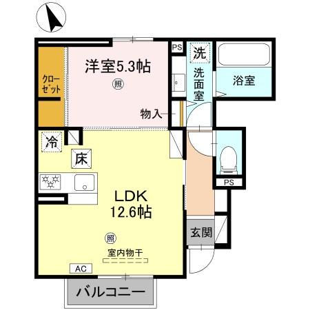 ヴィラーチェII(1LDK/1階)の間取り写真