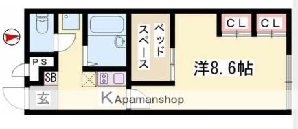 フレンドリーA(ワンルーム/1階)の間取り写真