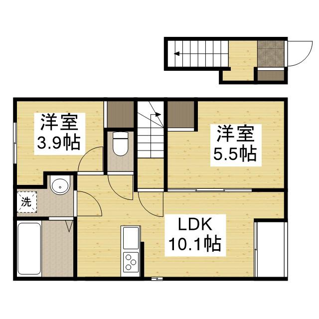 RIN BLOOM(2LDK/2階)の間取り写真