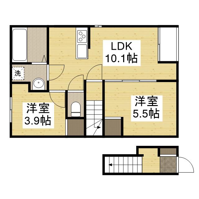 RIN BLOOM(2LDK/2階)の間取り写真