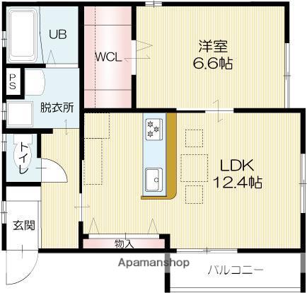 エレアージュ東姫路駅前2(1LDK/2階)の間取り写真