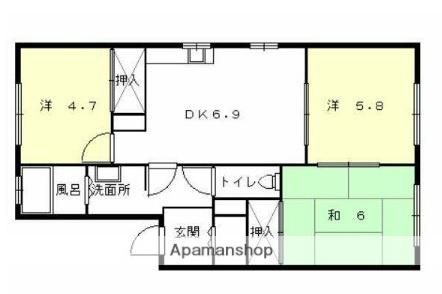 カルネY(3DK/2階)の間取り写真
