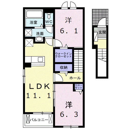 リアン寿B(2LDK/2階)の間取り写真