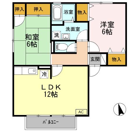 ラ・メゾンクレール(2LDK/1階)の間取り写真