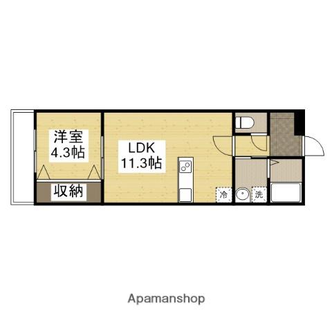 ノワール八代本町(1LDK/2階)の間取り写真