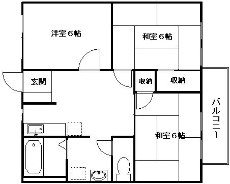 エスポワール新在家(3DK/1階)の間取り写真