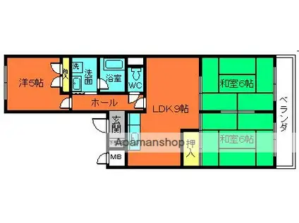 グランドールコシベ(3LDK/1階)の間取り写真