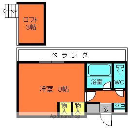 グリーンピアⅡ(1K/4階)の間取り写真