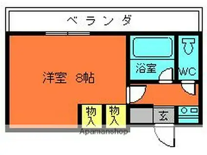 グリーンピアⅡ(1K/2階)の間取り写真