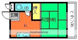 志野マンション(1K/2階)の間取り写真