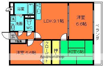 ユーミー八木Ⅱ(3LDK/3階)の間取り写真