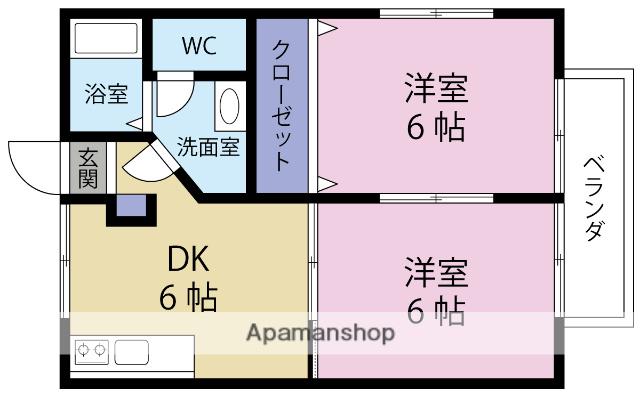 コスモハイツ(2DK/1階)の間取り写真