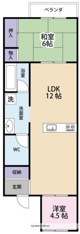 シグナスハイツA・B棟(2LDK/2階)の間取り写真