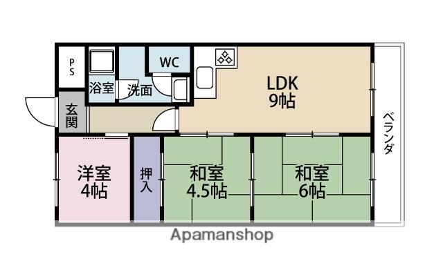 ファミリーマンションタナカ(3DK/4階)の間取り写真