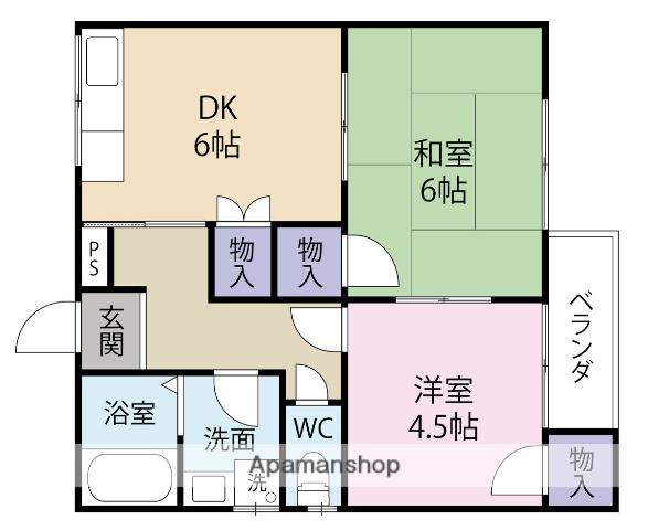 ハイツ橘(2DK/2階)の間取り写真