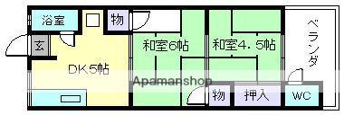 東宏荘(2DK/1階)の間取り写真