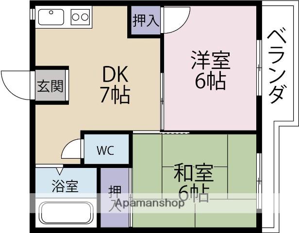 ハイツ八木(2DK/2階)の間取り写真