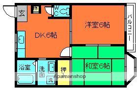 HUMMING 松(2DK/1階)の間取り写真