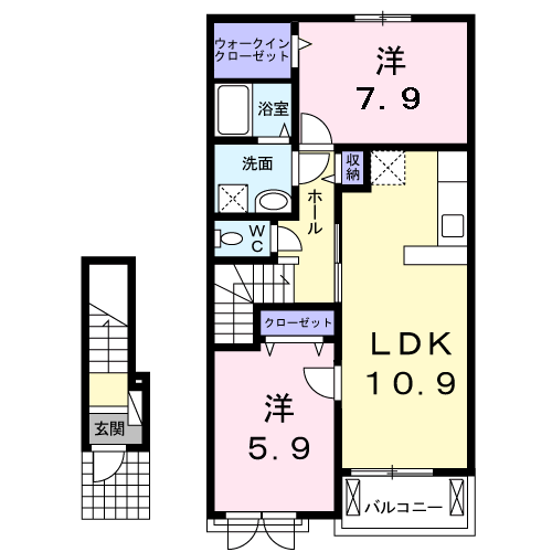 プリムローズ(2LDK/2階)の間取り写真