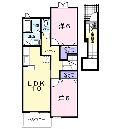 メゾンズタカマツA(2LDK/2階)の間取り写真
