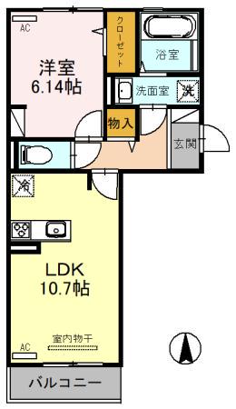 トゥールモンド城殿(1LDK/2階)の間取り写真