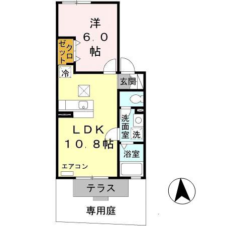 アトリオ・フラン A棟(1LDK/1階)の間取り写真