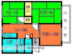 サンウィンディアC棟(3DK/1階)の間取り写真