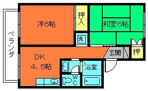 パストラルパティオ(2DK/1階)の間取り写真
