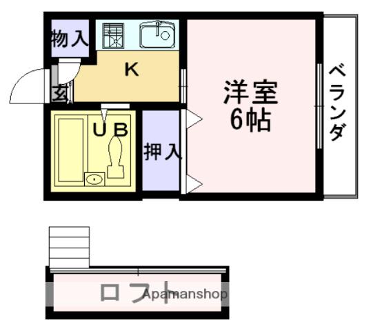 クィーンズコート桜井(ワンルーム/2階)の間取り写真