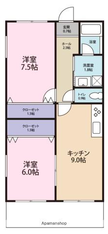 コートメルベーユ3LDK(2LDK/1階)の間取り写真