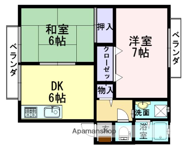 グランシャリオB・C棟(2DK/1階)の間取り写真