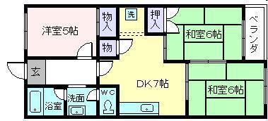 みゆきハイツ(3DK/3階)の間取り写真