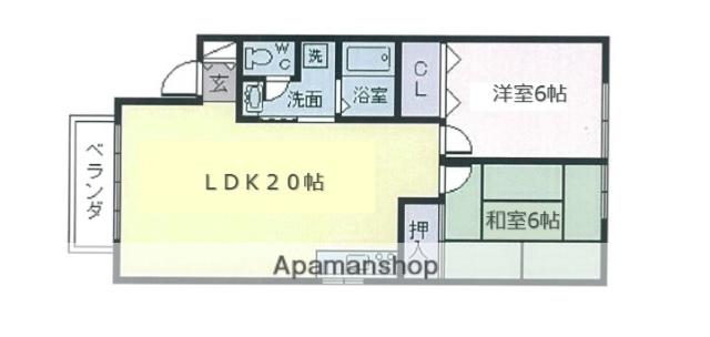 ピースハウス外山Ⅰ(2LDK/2階)の間取り写真