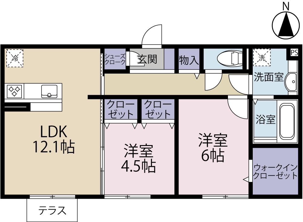 エストレヤ(2LDK/1階)の間取り写真