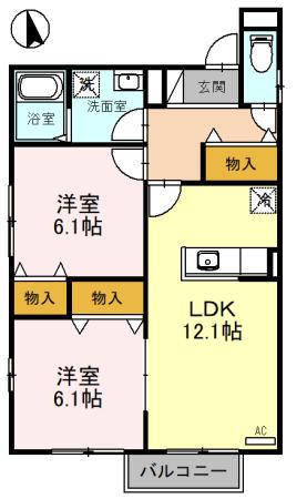 カメリア(2LDK/2階)の間取り写真