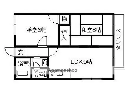 コスモハイツ福田Ⅰ(2LDK/1階)の間取り写真