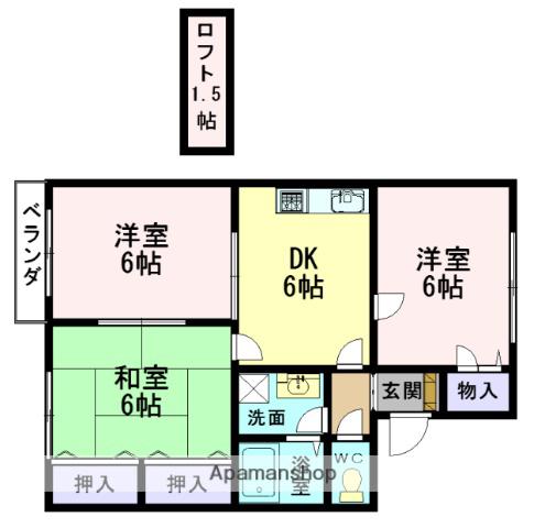あきのハイツ(3DK/2階)の間取り写真