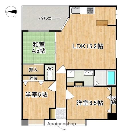 レイセニット奈良 グラン・ヴェルジェ(3LDK/2階)の間取り写真
