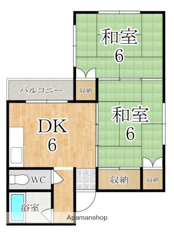 原田ハイツ(2DK/2階)の間取り写真