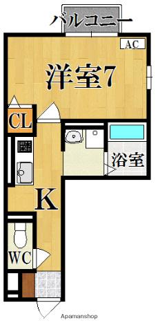 グランドゥール西大寺(1K/2階)の間取り写真