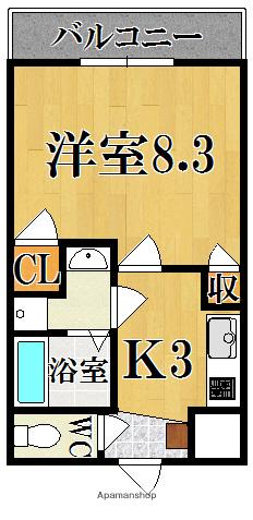 F.M.993(1K/3階)の間取り写真