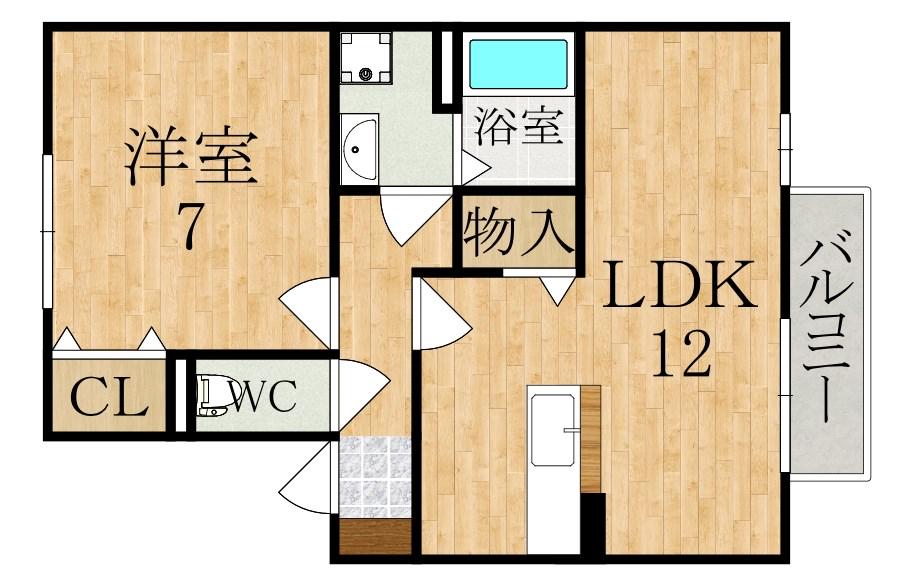 フォンティーヌ(1LDK/2階)の間取り写真