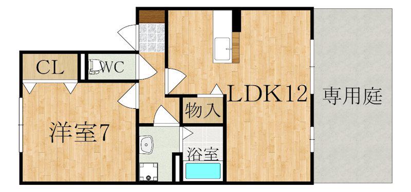フォンティーヌ(1LDK/1階)の間取り写真