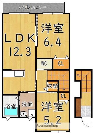 シャーメゾン秋山B(2LDK/2階)の間取り写真