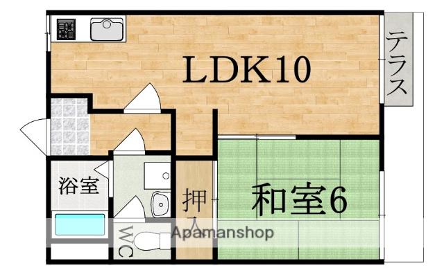 生駒ビューハイツ(1LDK/2階)の間取り写真