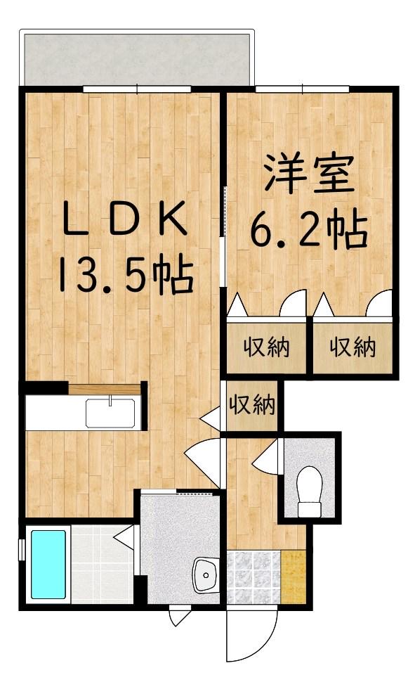 アンジェロ(1LDK/1階)の間取り写真
