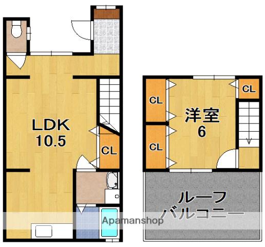 アッパーズコート(1LDK/1階)の間取り写真