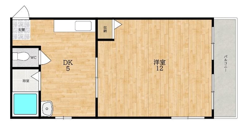パレシャルム郡山(1DK/3階)の間取り写真